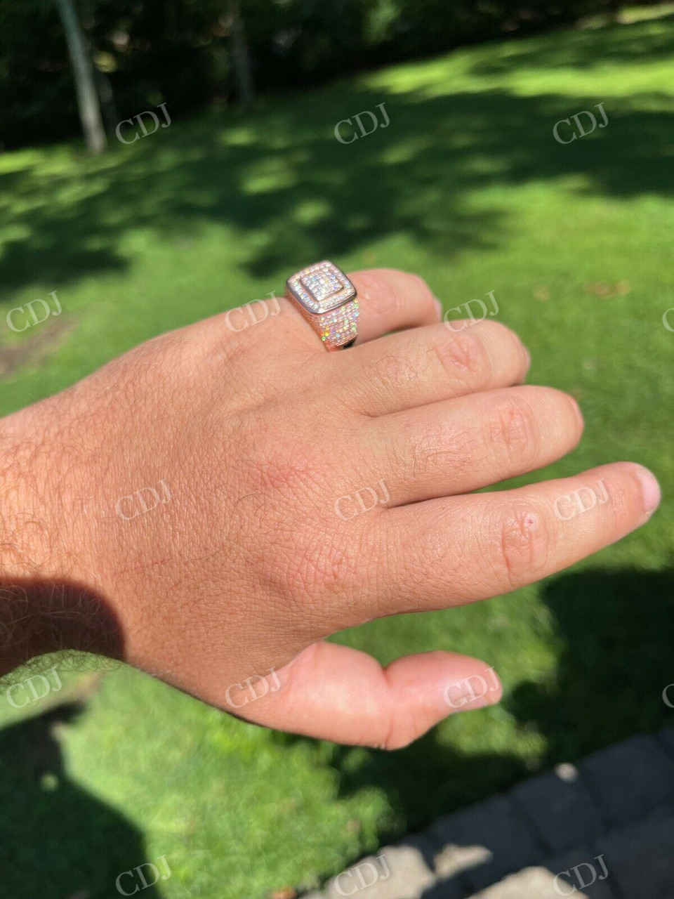 14K Rose Gold Hip Hop Icy Ring For Men  customdiamjewel   