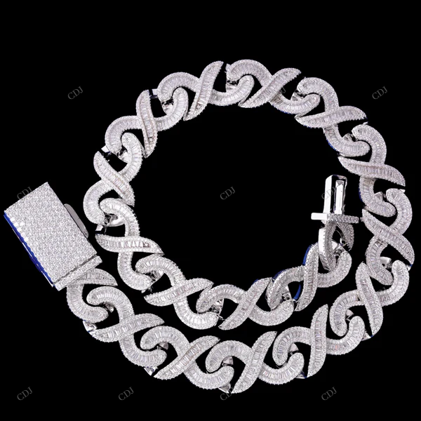 925 Sterling Silver Moissanite Cuban Chain Gift For Mens CustomDiamJewel