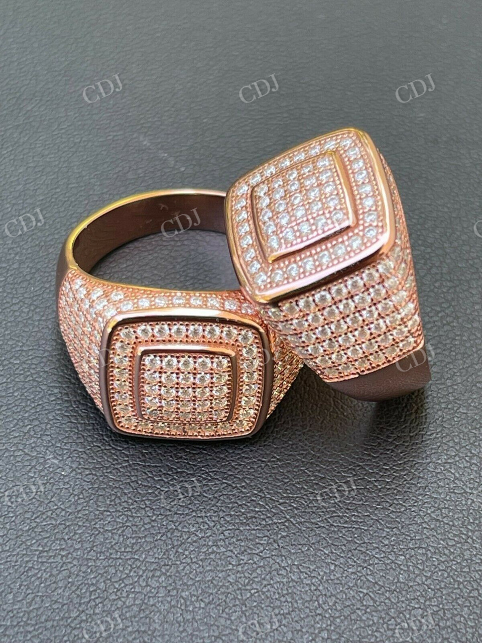 14K Rose Gold Hip Hop Icy Ring For Men  customdiamjewel   