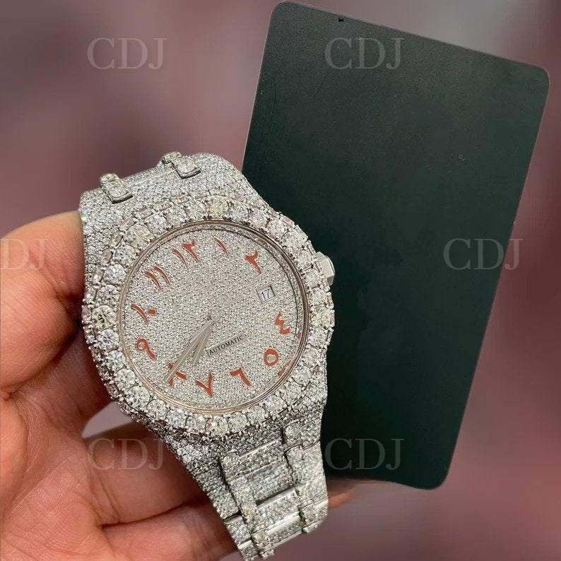 Classic Fully Iced Out Moissanite Diamond Automatic Movement Watch customdiamjewel
