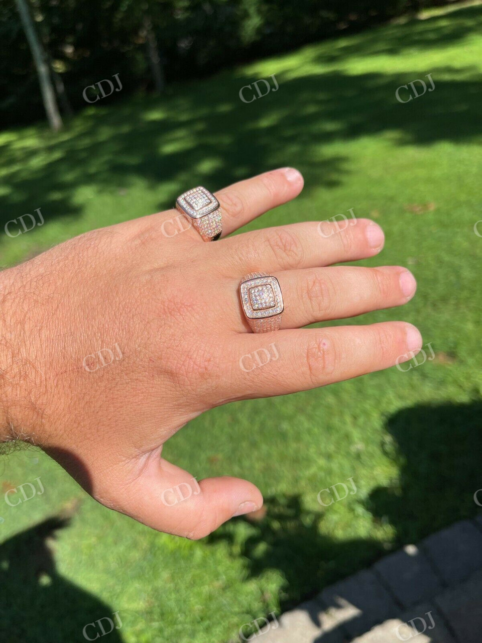 14K Rose Gold Hip Hop Icy Ring For Men  customdiamjewel   