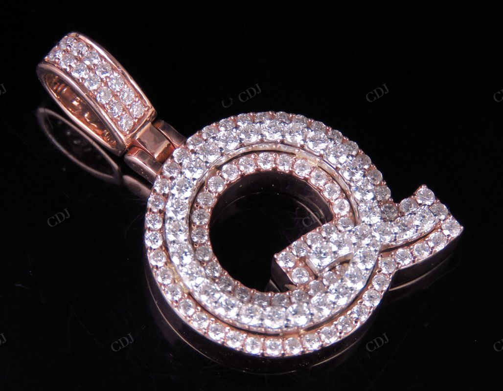1.5" 1.5 CTW 14K Gold Real Diamond Custom 3D Initial 'Q' Letter Pendant CustomDiamJewel