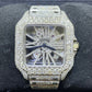 Full White Cartier Skeleton Bust Down ETA Swiss Movement Watch For Men customdiamjewel