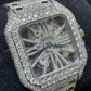 Full White Cartier Skeleton Bust Down ETA Swiss Movement Watch For Men customdiamjewel