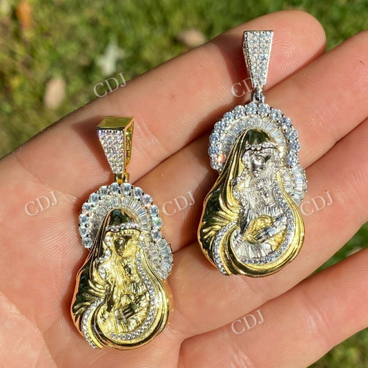 Lab Grown Diamond Virgin Mary Pendant  customdiamjewel   