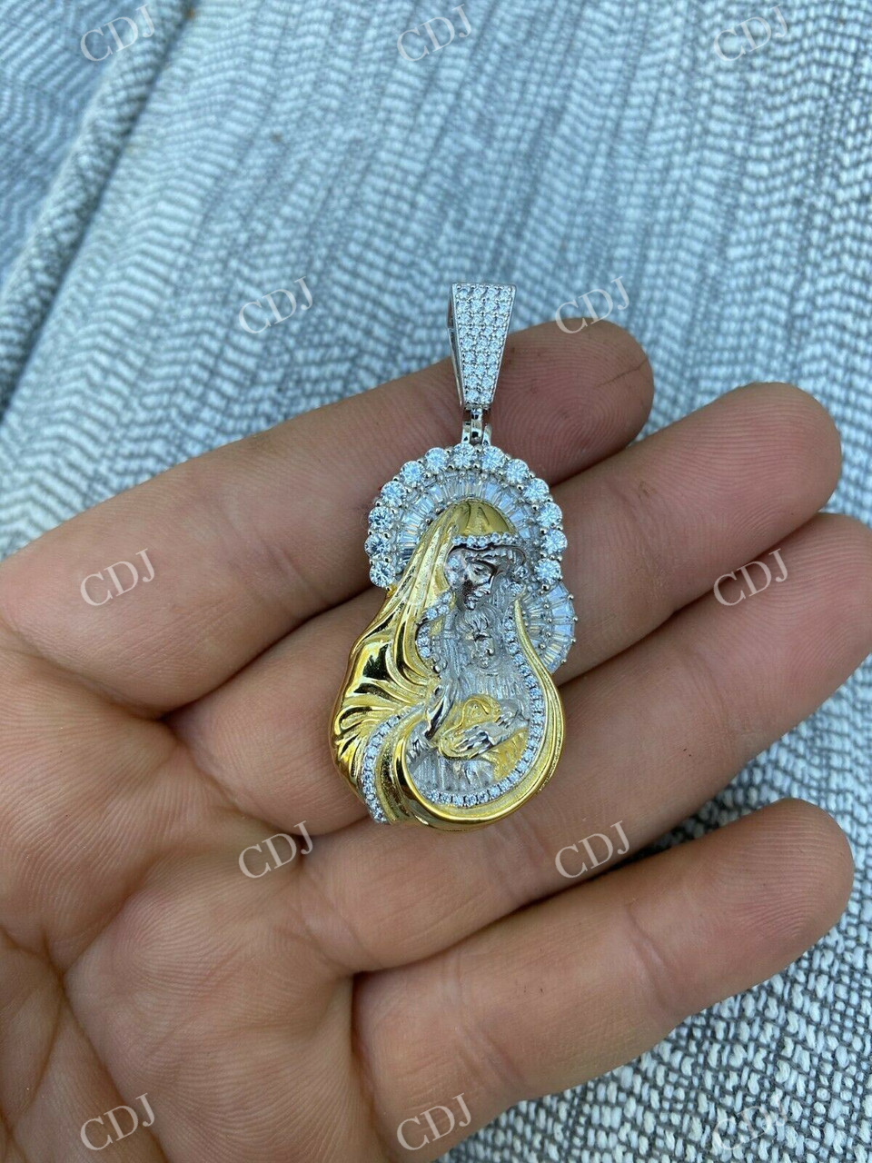 Virgin Mary Hip Hop Two Tone Pendant  customdiamjewel   
