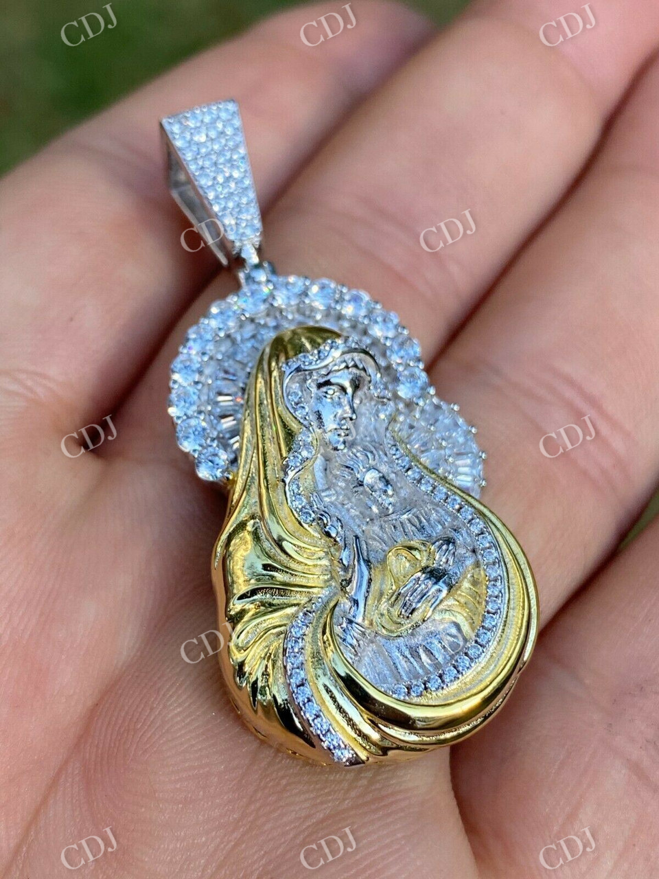 Virgin Mary Hip Hop Two Tone Pendant  customdiamjewel   