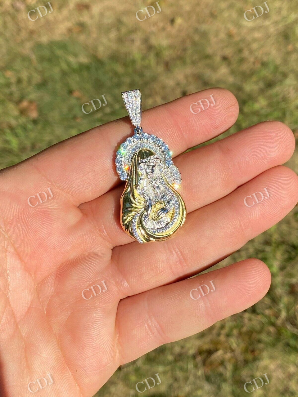 Virgin Mary Hip Hop Two Tone Pendant  customdiamjewel   