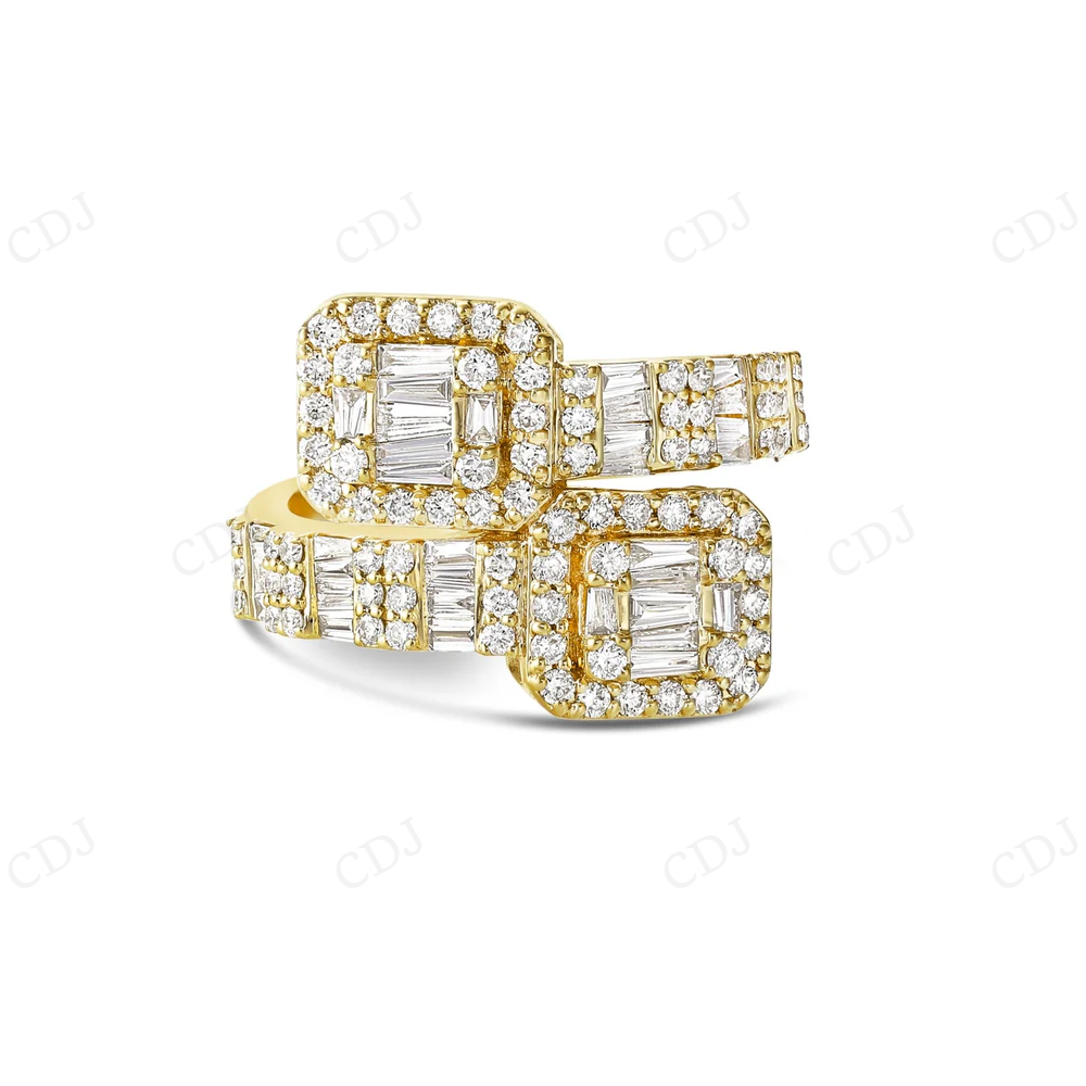 10K Gold Square Accent Baguette Diamond Wrap Ring hip hop jewelry CustomDiamJewel