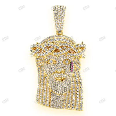Hip Hop Fully Iced Out Jesus Head Pendant hip hop jewelry CustomDiamJewel