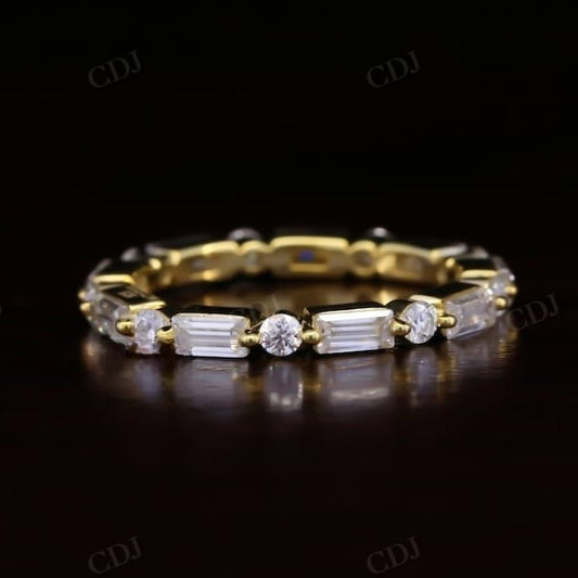 Art Deco Baguette and Round Diamond Wedding Band  customdiamjewel   