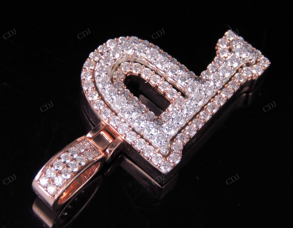 1.5" 1.7 CTW 14K Two Tone Gold Real Diamond Custom Initial 'P' Letter Pendant CustomDiamJewel
