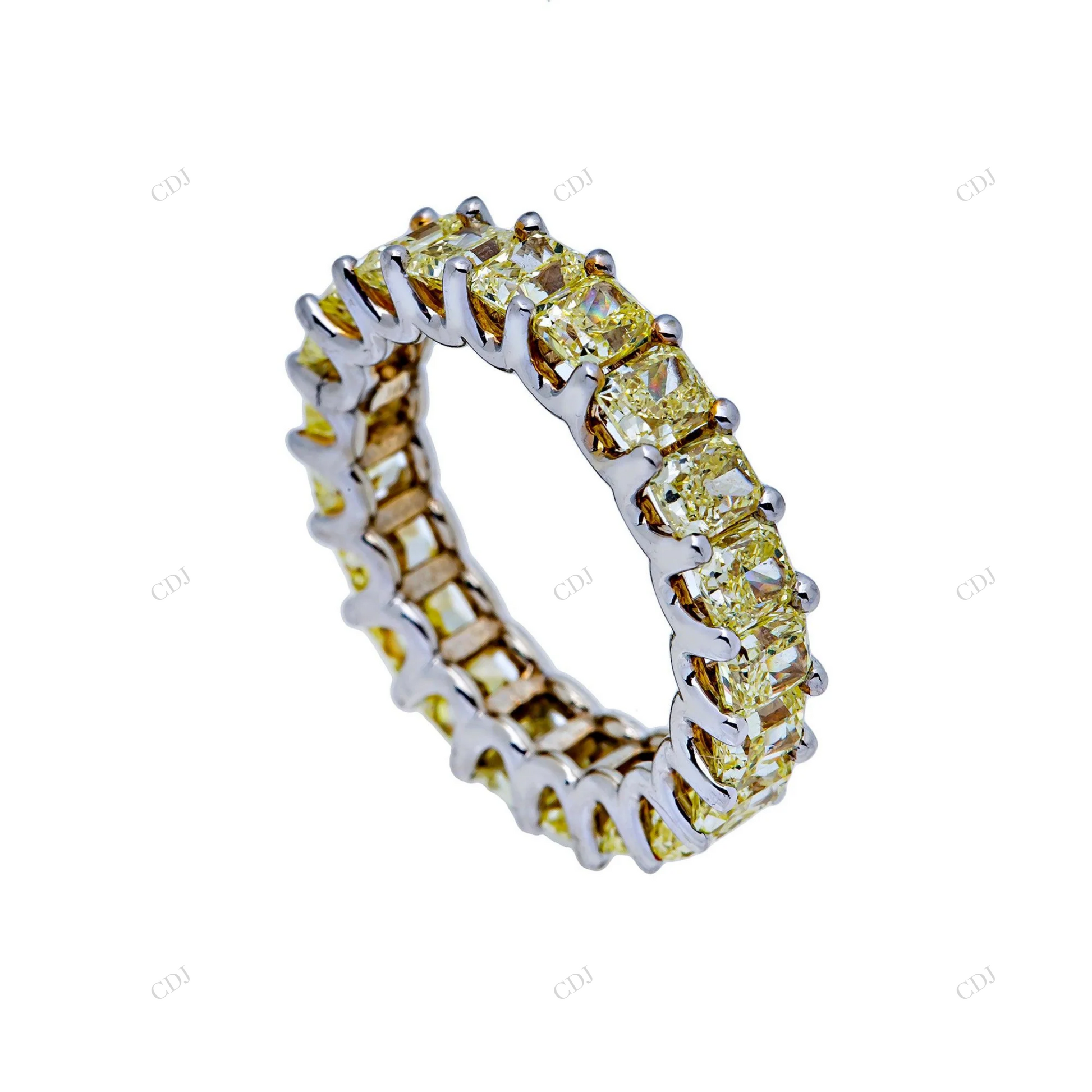 Emerald Cut Yellow Moissanite Eternity Band hip hop jewelry customdiamjewel