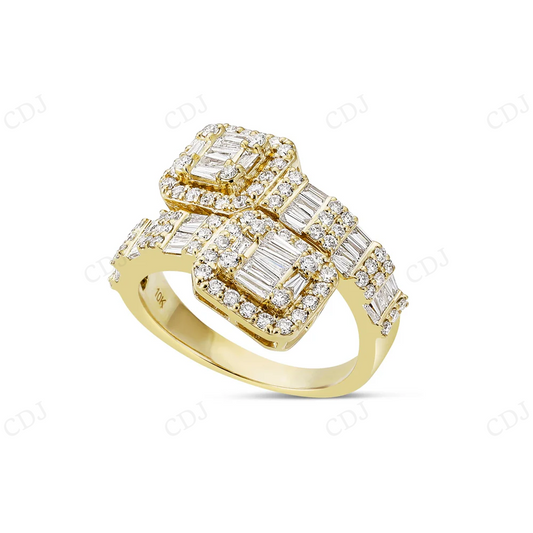 10K Gold Square Accent Baguette Diamond Wrap Ring hip hop jewelry CustomDiamJewel