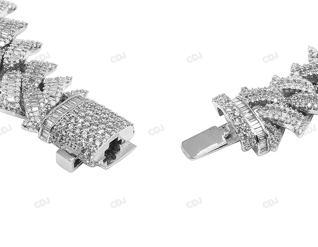 925 Sterling Silver VVS Moissanite Spiked Link Bracelet