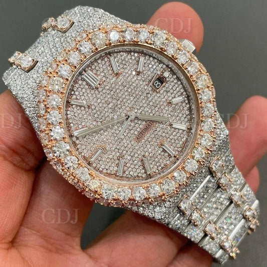 Two Tone Audemars Piguet Royal Oak Moissanite Bust Down AP Watch customdiamjewel