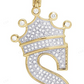 1.75" 0.50 CTW 10K Gold Natural Diamond Crown Initial "S" Pendant CustomDiamJewel