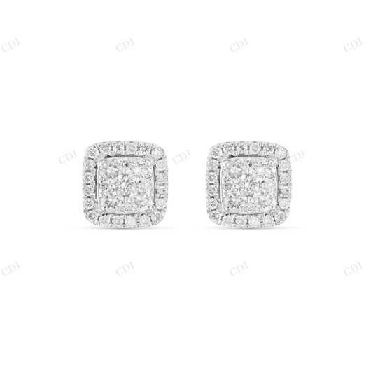 Cushion Cut Moissanite Diamond Halo Stud Earrings Stud earrings CustomDiamJewel