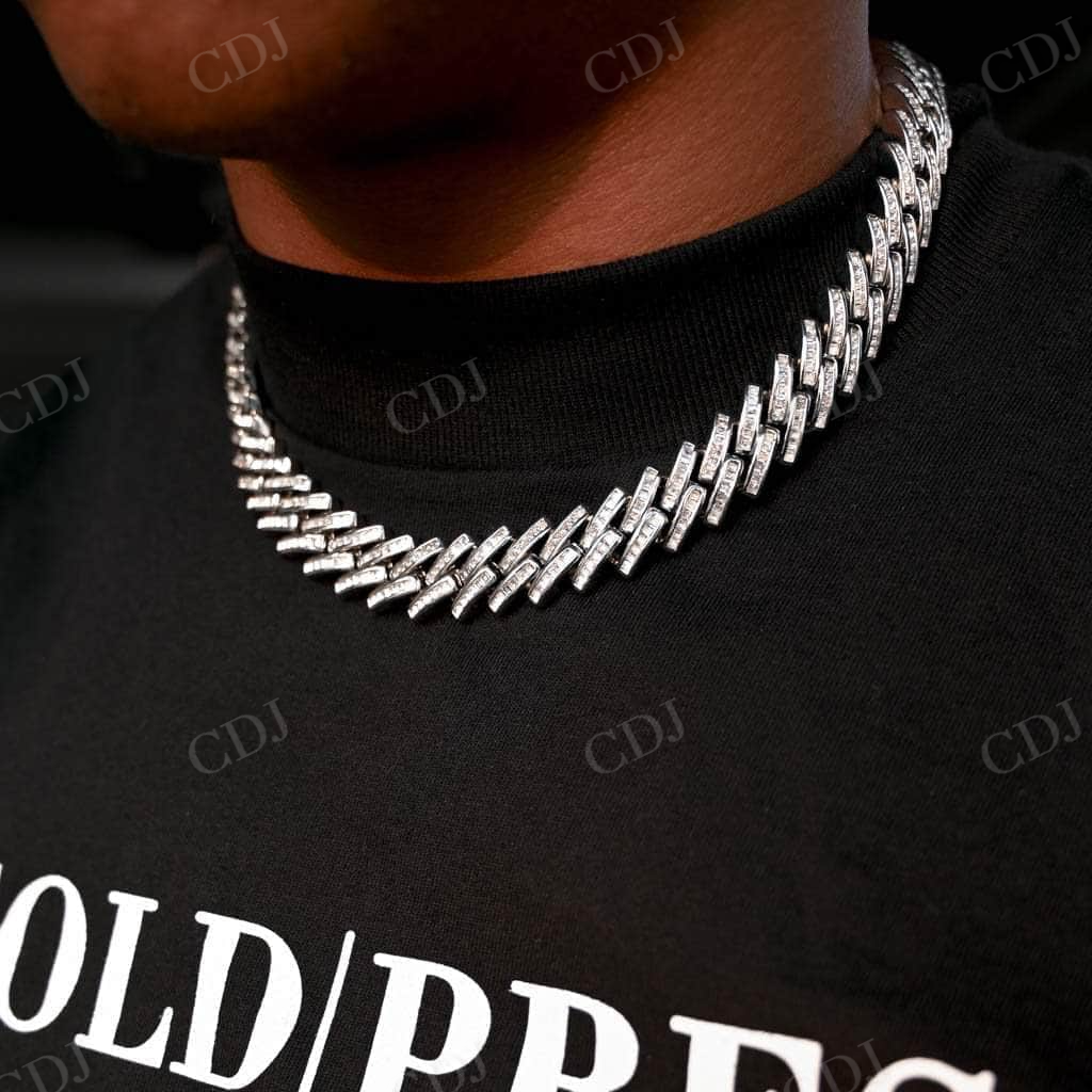 Baguette Diamond Miami Cuban Link Chain Gold Jewelry  customdiamjewel   