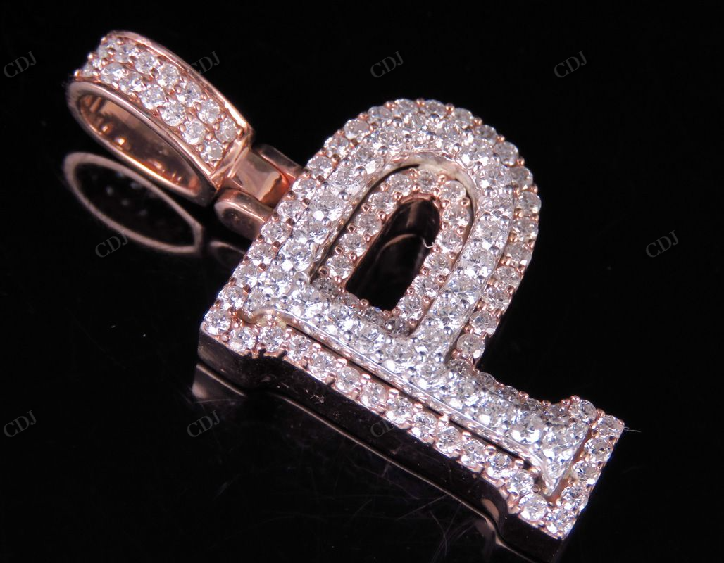 1.5" 1.7 CTW 14K Two Tone Gold Real Diamond Custom Initial 'P' Letter Pendant CustomDiamJewel