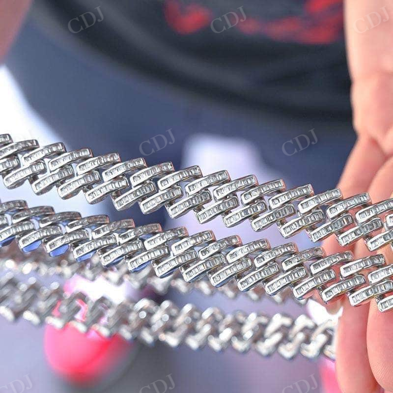 Baguette Diamond Miami Cuban Link Chain Gold Jewelry  customdiamjewel   