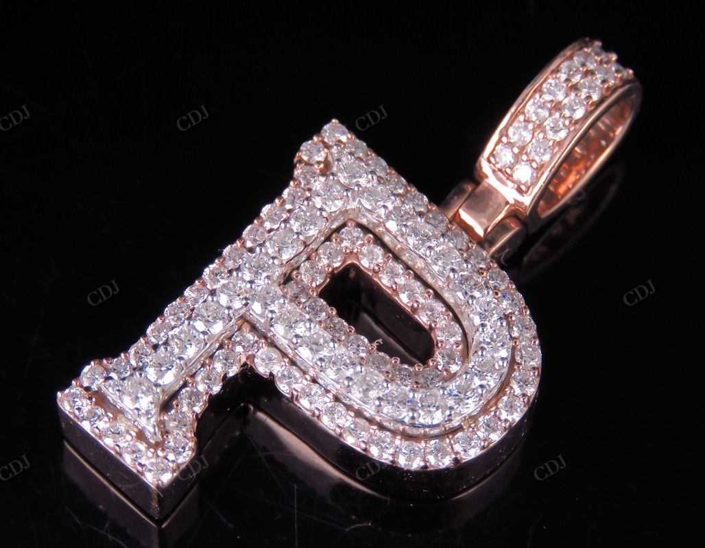 1.5" 1.7 CTW 14K Two Tone Gold Real Diamond Custom Initial 'P' Letter Pendant CustomDiamJewel