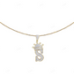 1.75" 0.50 CTW 10K Gold Natural Diamond Crown Initial "S" Pendant CustomDiamJewel