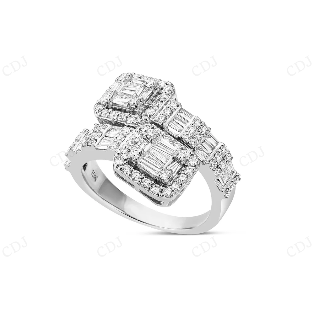 10K Gold Square Accent Baguette Diamond Wrap Ring hip hop jewelry CustomDiamJewel