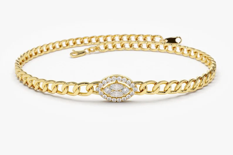 0.19CTW Moissanite Link Diamond Bracelet  customdiamjewel   