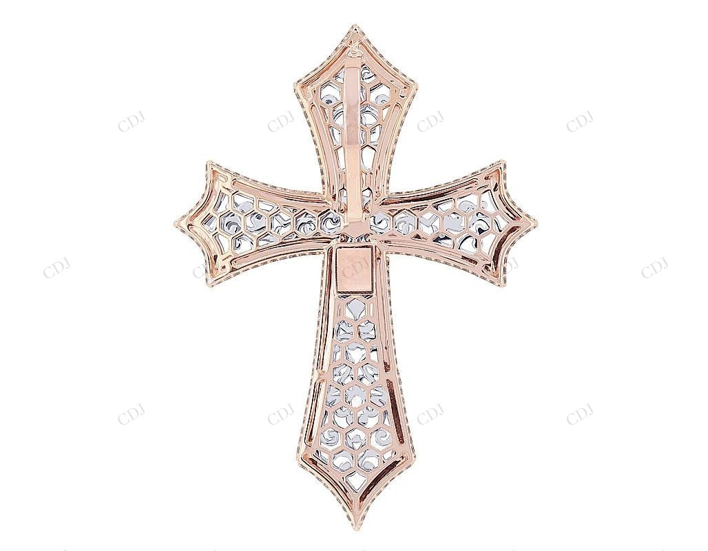 10K Gold Hollow Mesh Cross Lab Grown Diamond Pendant Hip Hop Pendent CustomDiamJewel