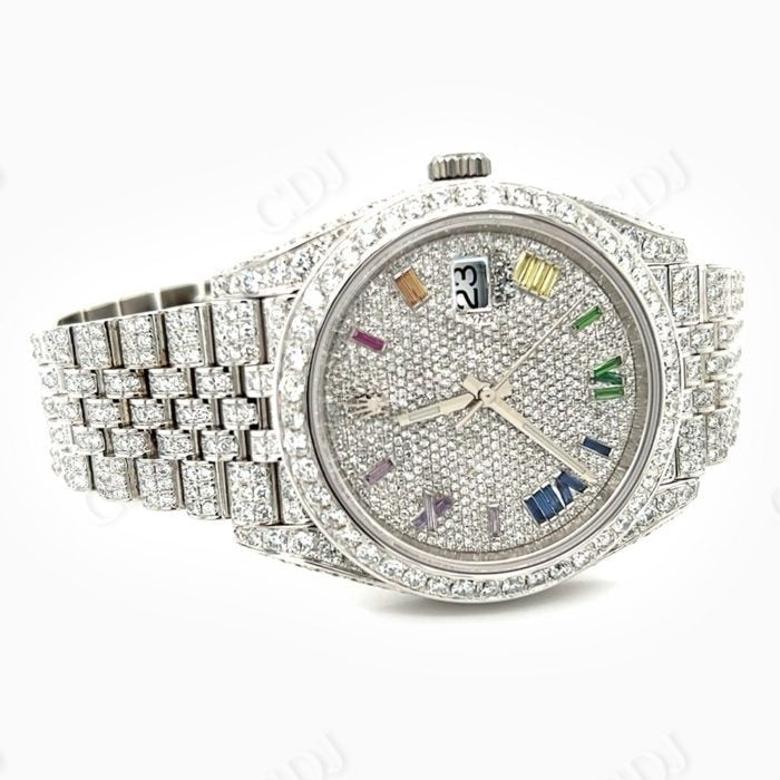 Customized Rainbow Numbers Rolex Moissanite Watch customdiamjewel