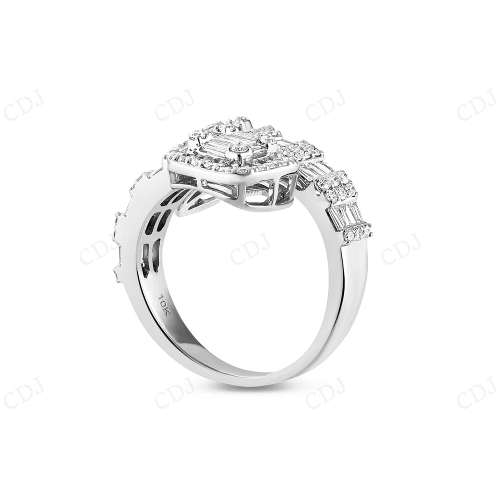 10K Gold Square Accent Baguette Diamond Wrap Ring hip hop jewelry CustomDiamJewel