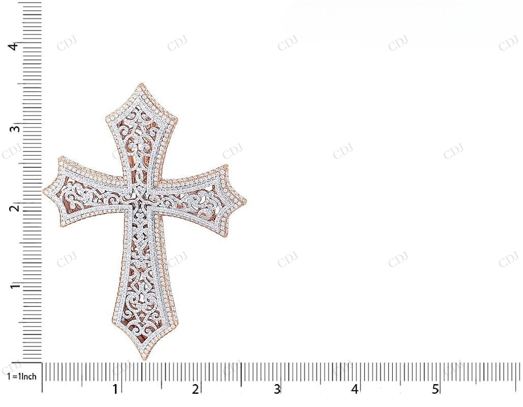 10K Gold Hollow Mesh Cross Lab Grown Diamond Pendant Hip Hop Pendent CustomDiamJewel