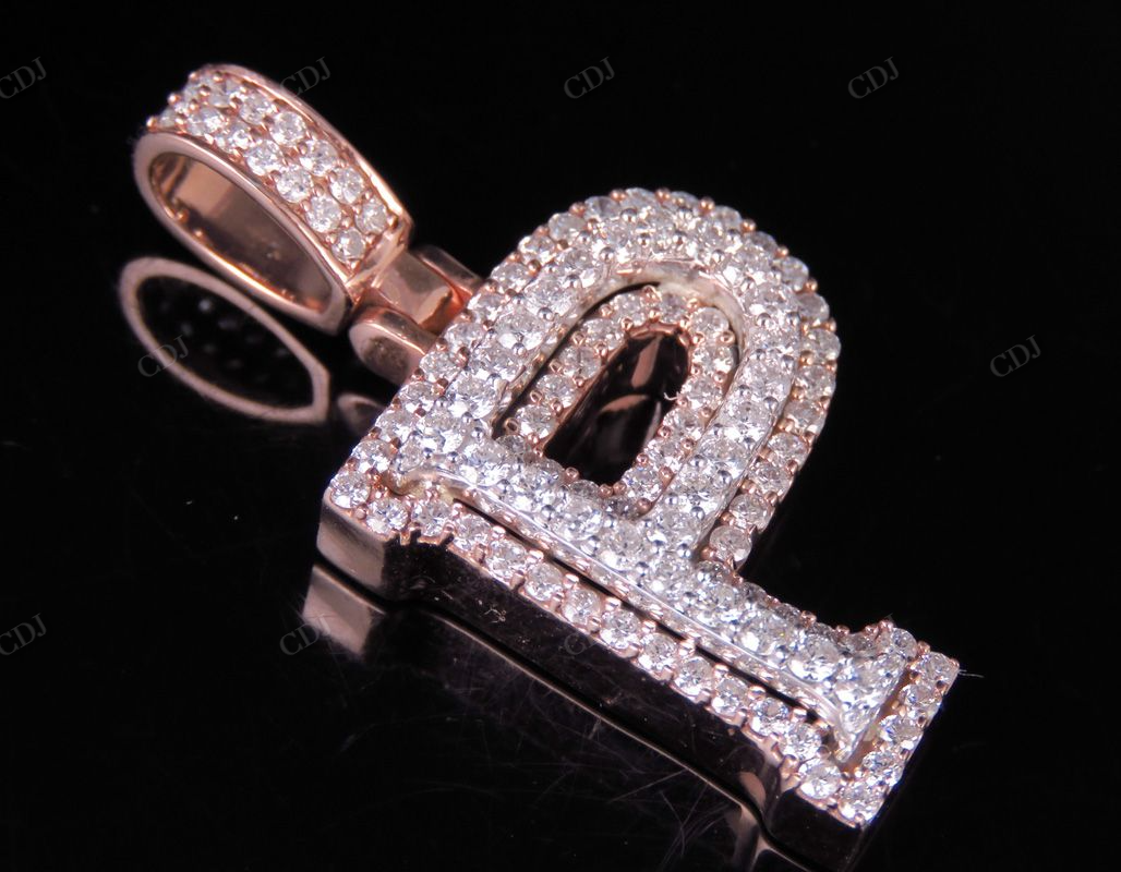 1.5" 1.7 CTW 14K Two Tone Gold Real Diamond Custom Initial 'P' Letter Pendant CustomDiamJewel