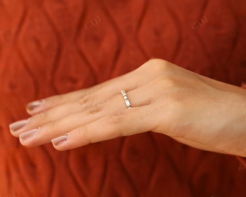 1.58CTW Round And Baguette Lab Grown Diamond Shared Prong Stacking Wedding Band  customdiamjewel   