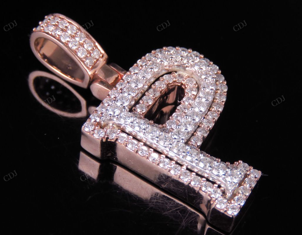 1.5" 1.7 CTW 14K Two Tone Gold Real Diamond Custom Initial 'P' Letter Pendant CustomDiamJewel
