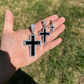 925 Sterling Silver Black Enamel Cross Pendant  customdiamjewel   
