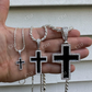 925 Sterling Silver Black Enamel Cross Pendant  customdiamjewel   