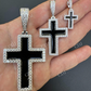 925 Sterling Silver Black Enamel Cross Pendant  customdiamjewel   