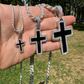 925 Sterling Silver Black Enamel Cross Pendant  customdiamjewel   