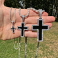 925 Sterling Silver Black Enamel Cross Pendant  customdiamjewel   