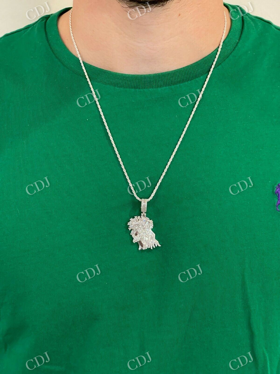 Baguette Diamond Iced Bust Jesus Pendant  customdiamjewel   