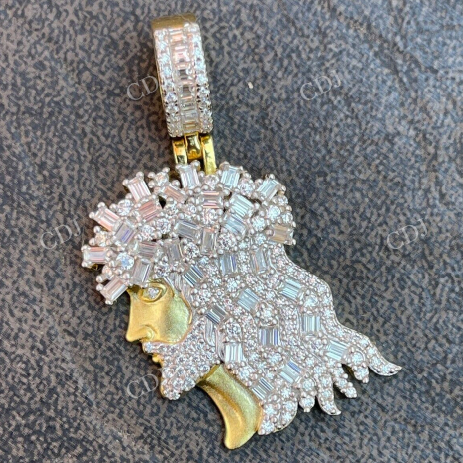 Baguette Diamond Iced Bust Jesus Pendant  customdiamjewel   