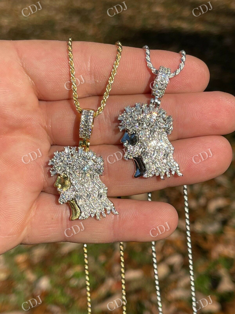 Baguette Diamond Iced Bust Jesus Pendant  customdiamjewel   