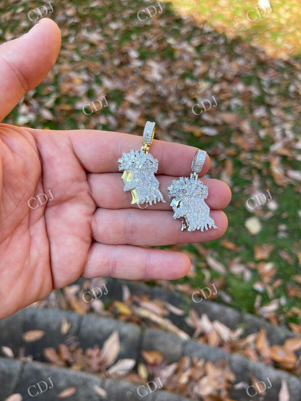 Baguette Diamond Iced Bust Jesus Pendant  customdiamjewel   