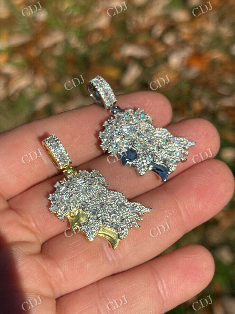 Baguette Diamond Iced Bust Jesus Pendant  customdiamjewel   