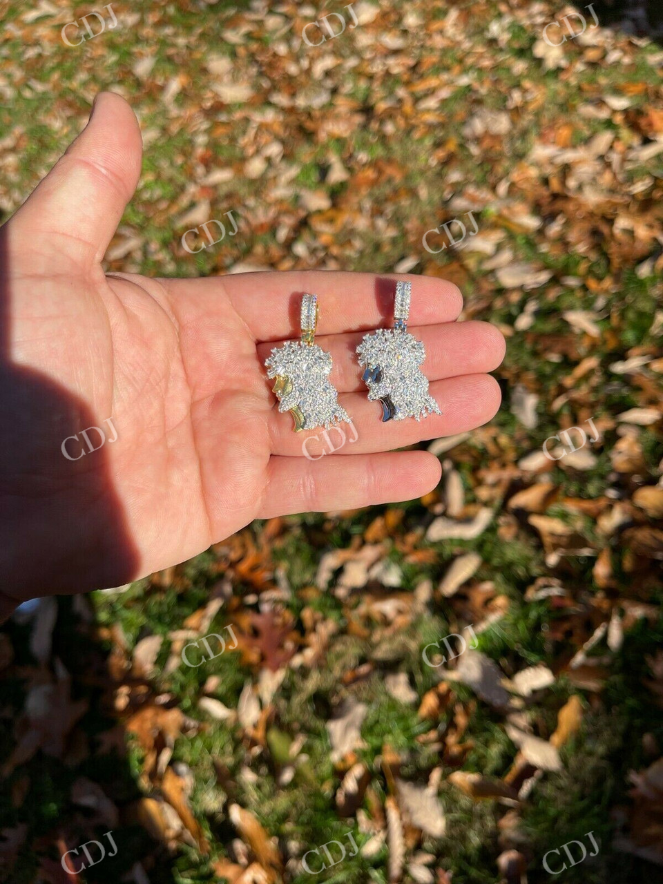 Baguette Diamond Iced Bust Jesus Pendant  customdiamjewel   