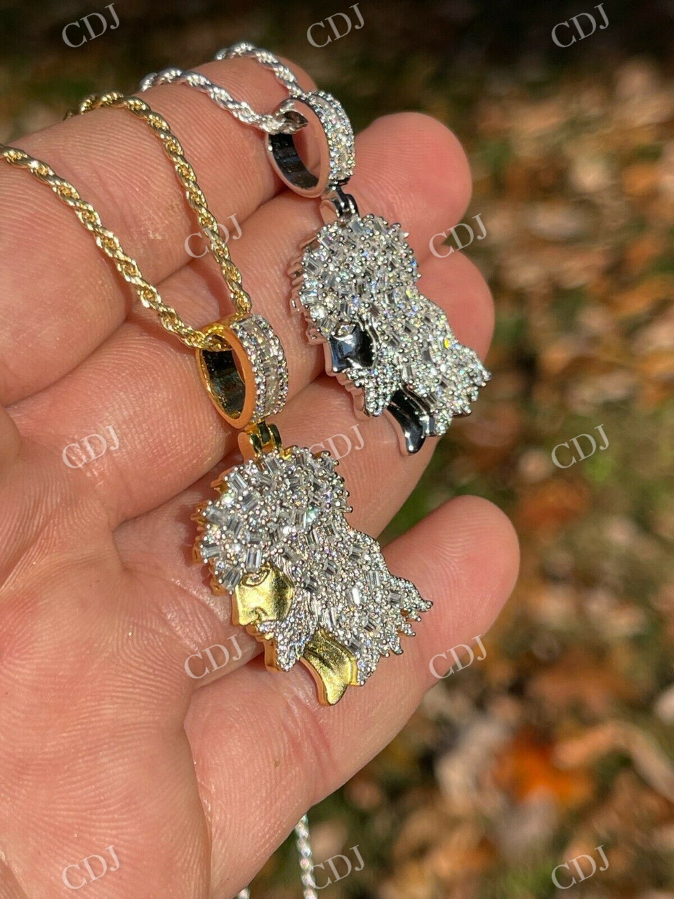 Baguette Diamond Iced Bust Jesus Pendant  customdiamjewel   