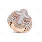 Sterling silver Moissanite Gold Plated Cross Baguette Diamond Ring hip hop jewelry CustomDiamJewel