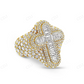 Sterling silver Moissanite Gold Plated Cross Baguette Diamond Ring hip hop jewelry CustomDiamJewel